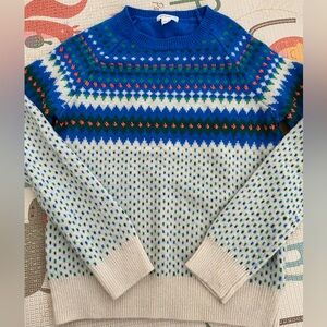 Men's Blue and White Patterned Sweater
